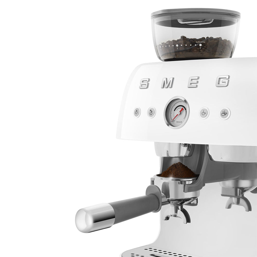 SMEG ESPRESSO MACHINE 50'STYLE WITH INTEGRATED GRINDER WHITE EGF03WHEU