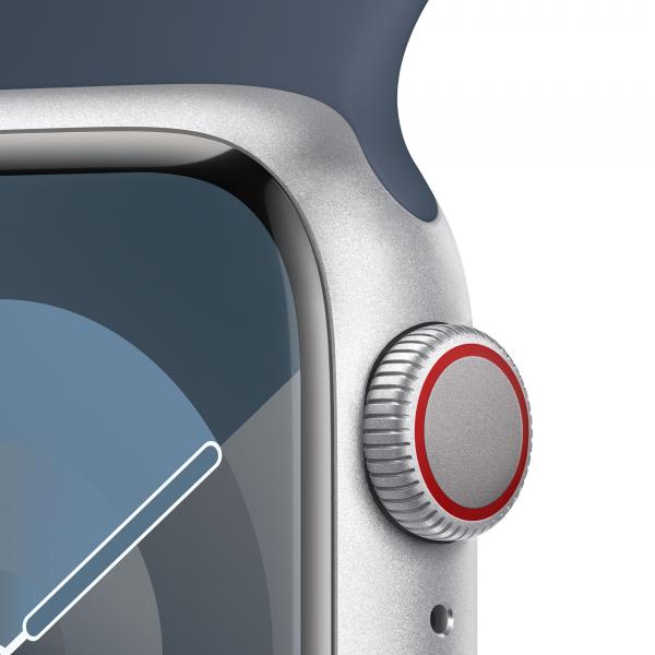 Watch Apple Watch Series 9 Cellular 41mm Silver Aluminium Case with Sport Band M/L - Storm Blue