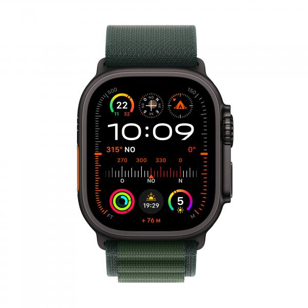 Watch Apple Watch Ultra 2 (2024) LTE 49mm Black Titanium Case with Alpine Loop L - Dark Green