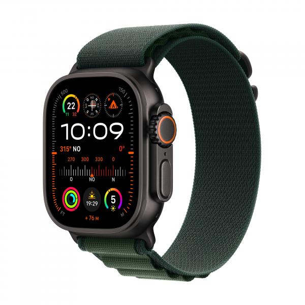 Watch Apple Watch Ultra 2 (2024) LTE 49mm Black Titanium Case with Alpine Loop L - Dark Green