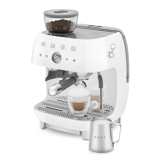 SMEG ESPRESSO MACHINE 50'STYLE WITH INTEGRATED GRINDER WHITE EGF03WHEU