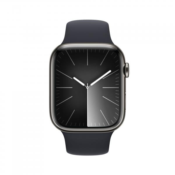 Watch Apple Watch Series 9 LTE 45mm Graphite Stainless Steel Case with Sport Band S/M - Midnight