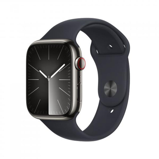 Watch Apple Watch Series 9 LTE 45mm Graphite Stainless Steel Case with Sport Band S/M - Midnight