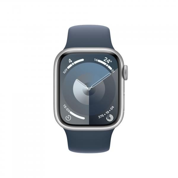 Watch Apple Watch Series 9 Cellular 41mm Silver Aluminium Case with Sport Band M/L - Storm Blue