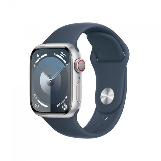 Watch Apple Watch Series 9 Cellular 41mm Silver Aluminium Case with Sport Band M/L - Storm Blue