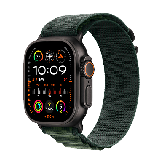 Watch Apple Watch Ultra 2 (2024) LTE 49mm Black Titanium Case with Alpine Loop M - Dark Green
