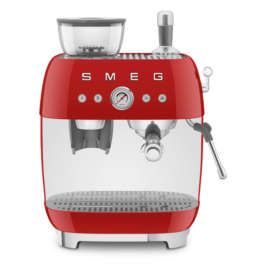 SMEG ESPRESSO MACHINE 50'STYLE WITH INTEGRATED GRINDER RED EGF03RDEU