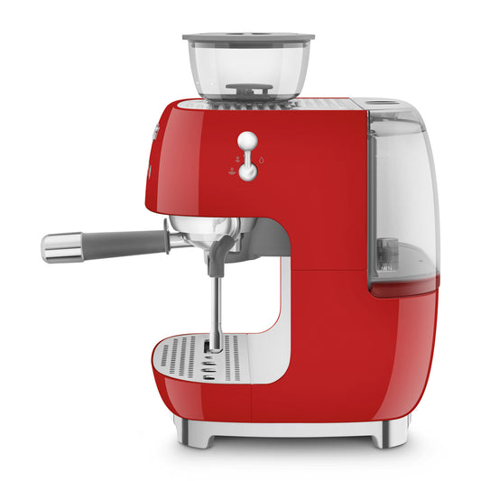 SMEG ESPRESSO MACHINE 50'STYLE WITH INTEGRATED GRINDER RED EGF03RDEU