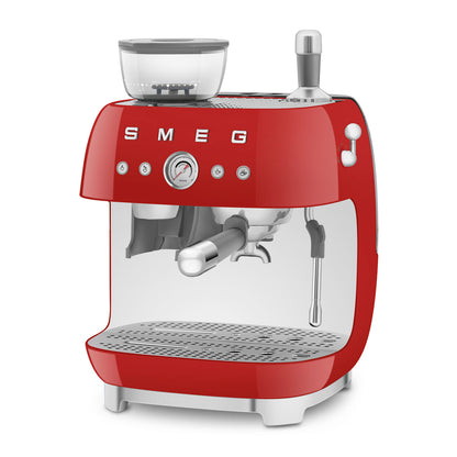 SMEG ESPRESSO MACHINE 50'STYLE WITH INTEGRATED GRINDER RED EGF03RDEU