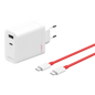 OnePlus 120W Dual Ports SuperVooc Adapter + Cable (Type-C + Type-A) - White