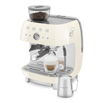 SMEG ESPRESSO MACHINE 50'STYLE WITH INTEGRATED GRINDER CREAM EGF03CREU