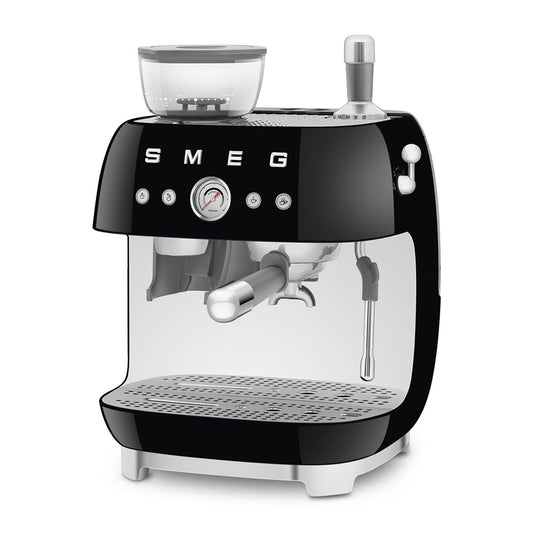 SMEG ESPRESSO MACHINE 50'STYLE WITH INTEGRATED GRINDER BLACK EGF03BLEU